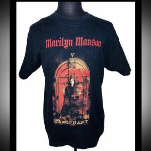 Y2K VTG MARILYN MANSON HIEROPHANT TAROT CARD SHIRT SZ L 2000 GIANT STREETWEAR